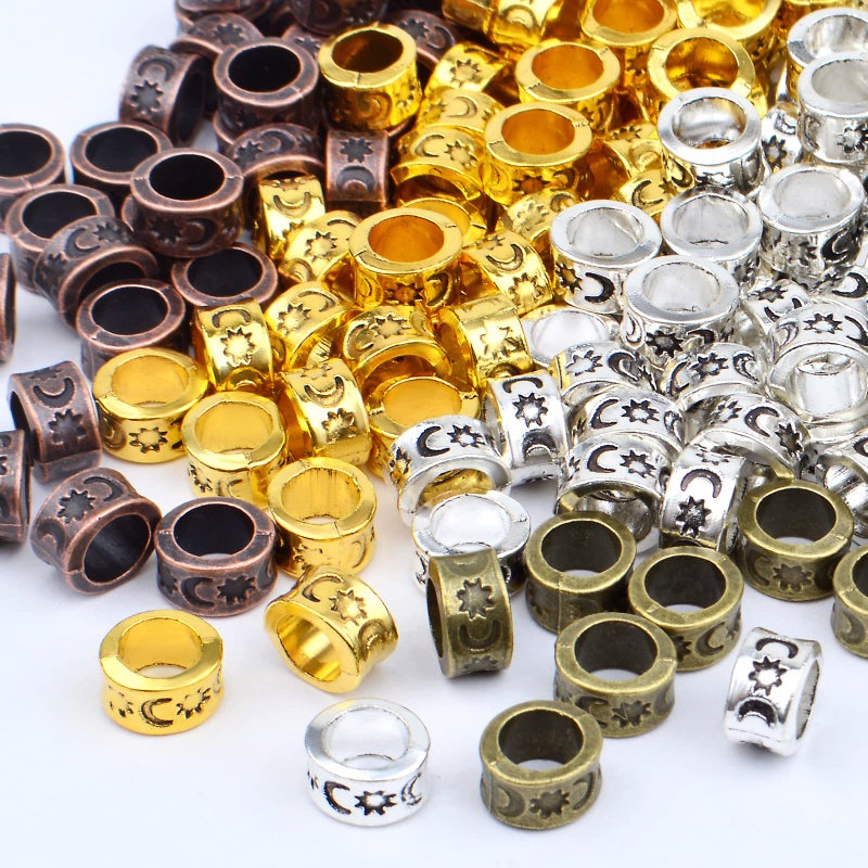 BronaGrand 200pcs 8mm Antique Spacer Beads Round Rondelle Beads European 5.5mm Hole for Bracelet Necklace DIY Jewelry Making,4 Colors - Image 3